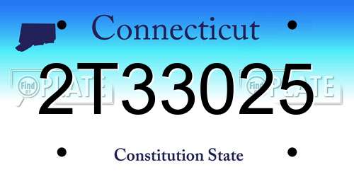 2T33025 Connecticut License Plate