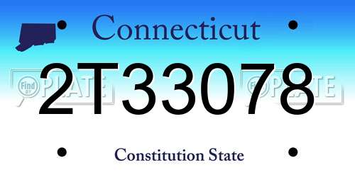 2T33078 Connecticut License Plate