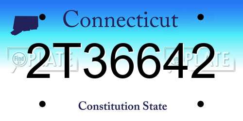 2T36642 Connecticut License Plate