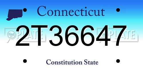 2T36647 Connecticut License Plate
