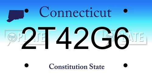 2T42G6 Connecticut License Plate