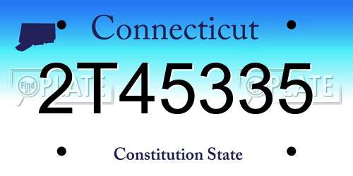 2T45335 Connecticut License Plate