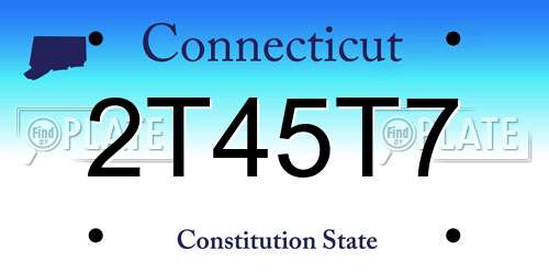 2T45T7 Connecticut License Plate