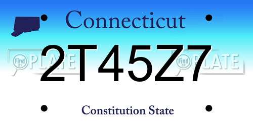 2T45Z7 Connecticut License Plate