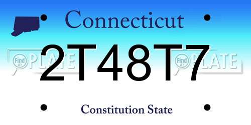 2T48T7 Connecticut License Plate