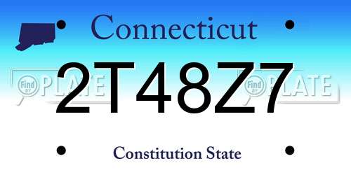2T48Z7 Connecticut License Plate