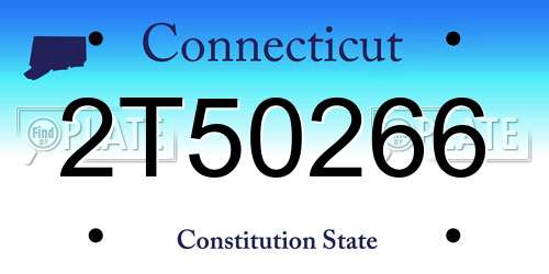 2T50266 Connecticut License Plate