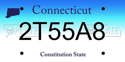 2T55A8 Connecticut License Plate