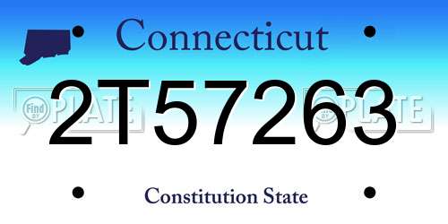 2T57263 Connecticut License Plate