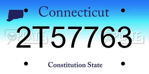 2T57763 Connecticut License Plate