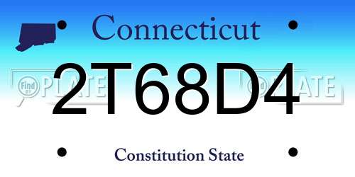 2T68D4 Connecticut License Plate