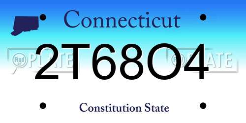 2T68O4 Connecticut License Plate