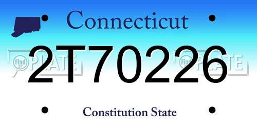 2T70226 Connecticut License Plate