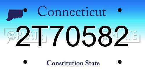 2T70582 Connecticut License Plate