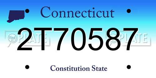 2T70587 Connecticut License Plate