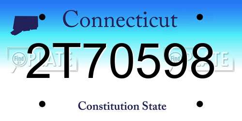 2T70598 Connecticut License Plate