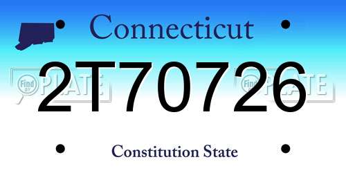2T70726 Connecticut License Plate