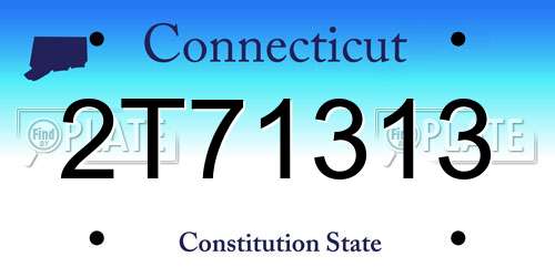 2T71313 Connecticut License Plate