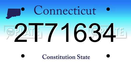 2T71634 Connecticut License Plate