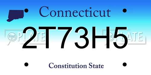 2T73H5 Connecticut License Plate