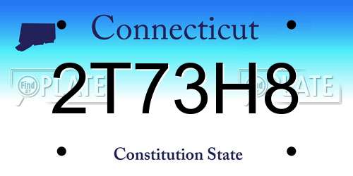 2T73H8 Connecticut License Plate