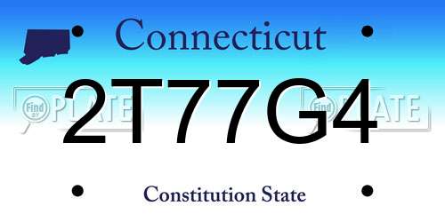 2T77G4 Connecticut License Plate