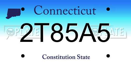 2T85A5 Connecticut License Plate