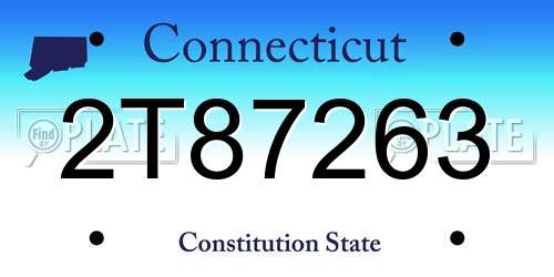 2T87263 Connecticut License Plate