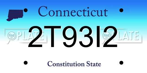2T93I2 Connecticut License Plate