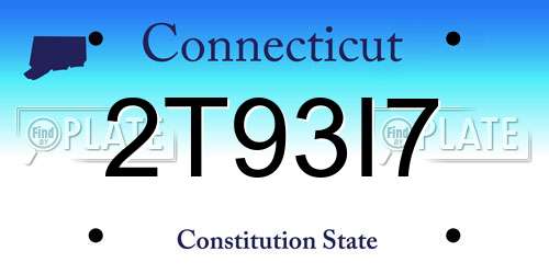 2T93I7 Connecticut License Plate