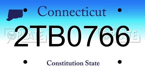 2TB0766 Connecticut License Plate