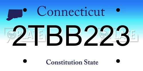 2TBB223 Connecticut License Plate