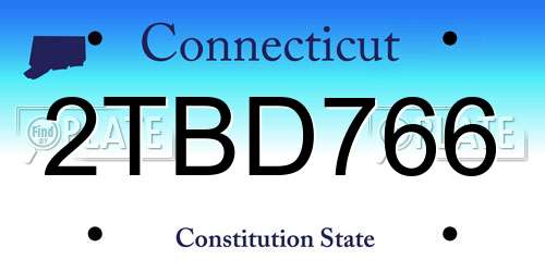 2TBD766 Connecticut License Plate