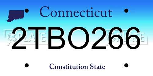 2TBO266 Connecticut License Plate