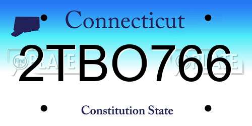 2TBO766 Connecticut License Plate