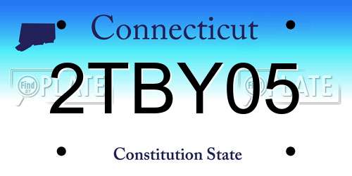 2TBY05 Connecticut License Plate
