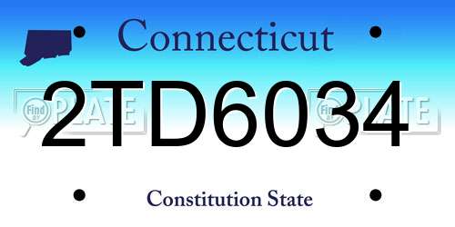 2TD6034 Connecticut License Plate