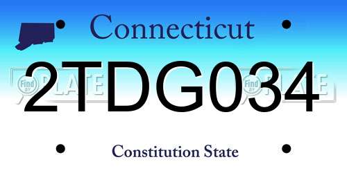 2TDG034 Connecticut License Plate