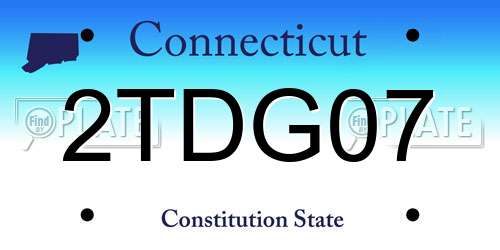 2TDG07 Connecticut License Plate