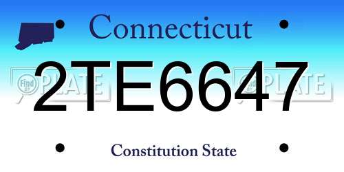 2TE6647 Connecticut License Plate