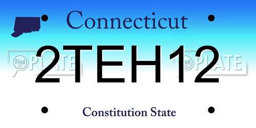 2TEH12 Connecticut License Plate