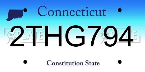 2THG794 Connecticut License Plate