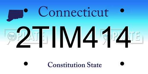 2TIM414 Connecticut License Plate