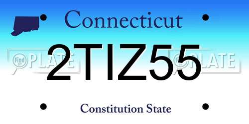 2TIZ55 Connecticut License Plate