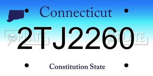 2TJ2260 Connecticut License Plate