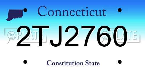 2TJ2760 Connecticut License Plate