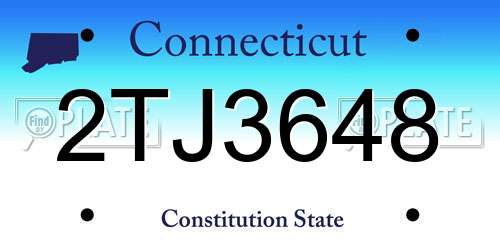 2TJ3648 Connecticut License Plate