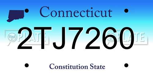 2TJ7260 Connecticut License Plate