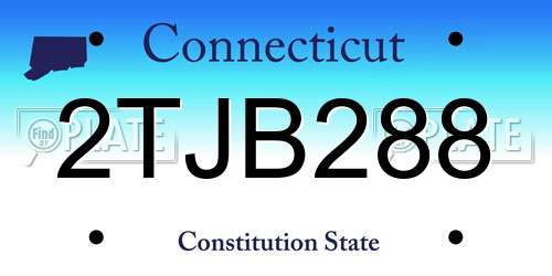 2TJB288 Connecticut License Plate