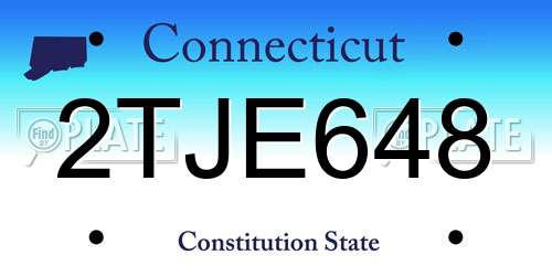2TJE648 Connecticut License Plate